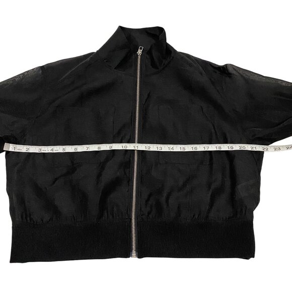 Good American Sheer Crop Bomber Jacket Black Size‎ 3 (L) - Picture 7 of 8